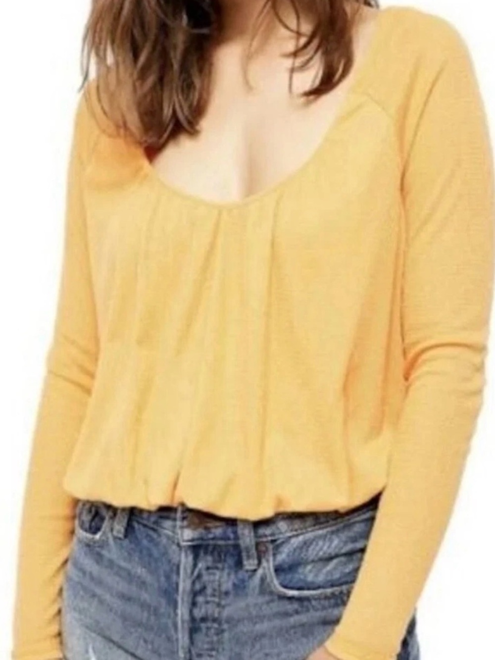 Free People Women's Bondi Thermal Top MEDIUM Malibu Orange Boho Cropped Tie Back